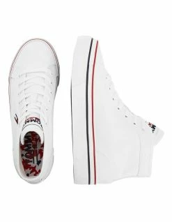 Tommy Hilfiger Vulcanised White Mid-Top Flatform Sneaker -Deals Shoes Store 846558910 4 720x928