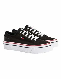 Tommy Hilfiger Canvas Black Flatform Trainers