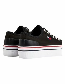 Tommy Hilfiger Canvas Black Flatform Trainers -Deals Shoes Store 846559000 4 720x928