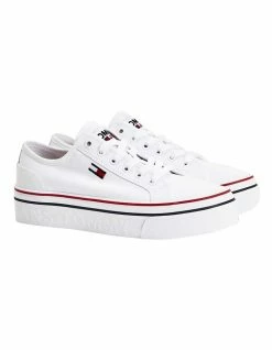 Tommy Hilfiger Canvas White Flatform Trainers