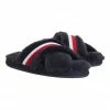 Tommy Hilfiger Faux Fur Logo Navy Home Slipper