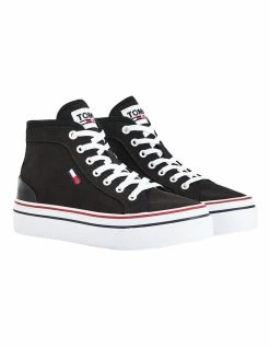 Tommy Hilfiger Black Mid-Top Flatform Trainers
