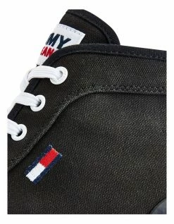 Tommy Hilfiger Black Mid-Top Flatform Trainers -Deals Shoes Store 846561970 4 720x928