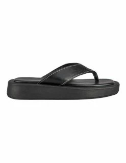 St. Sana Fillipa Black Wedge Sandals