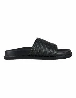 St. Sana Fern Black Wedge Sandals