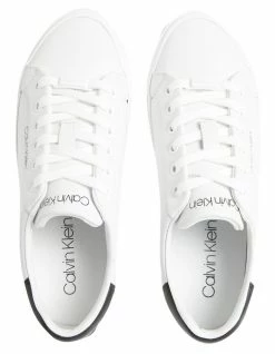 Calvin Klein Vulcanised White/Black Leather Lace Up Sneaker -Deals Shoes Store 847903330 5 720x928