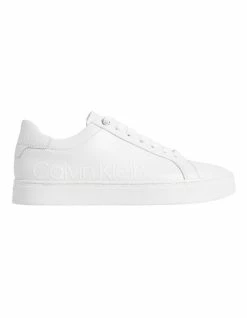 Calvin Klein Cupsole Logo Triple White Lace Up Sneaker