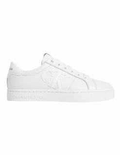 Calvin Klein Cupsole Logo Triple White Lace Up Sneaker