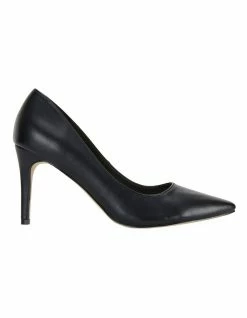 Ravella Wild Black Smooth Heeled Shoes
