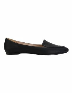 Ravella Reno Black Smooth Flat Shoes