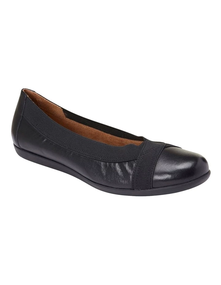 Wide Steps Amanda Black Glove/Elastic Flat Shoes 2 Wide Steps Amanda Black Glove/Elastic Flat Shoes - Image 2