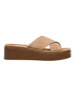 Steve Madden Esteem Tan Suede Flat Sandals