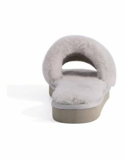 AUS WOOLI UGG WOMEN SHEEPSKIN FLUFF SLIDE - Light Grey -Deals Shoes Store 851402620 3 720x928