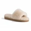 AUS WOOLI UGG WOMEN SHEEPSKIN FLUFF SLIDE - Chestnut/Tan