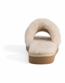 AUS WOOLI UGG WOMEN SHEEPSKIN FLUFF SLIDE - Chestnut/Tan -Deals Shoes Store 851402800 3 720x928