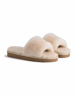 AUS WOOLI UGG WOMEN SHEEPSKIN FLUFF SLIDE - Chestnut/Tan -Deals Shoes Store 851402800 6 720x928