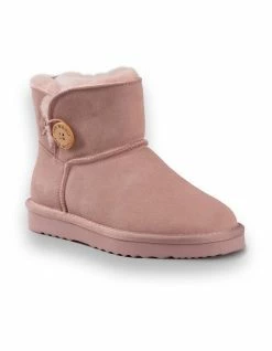 AUS WOOLI UGG SHORT SHEEPSKIN BUTTON BOOT - Pale Pink