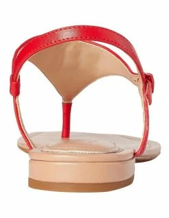 Lauren Ralph Lauren Ellington Red Leather Flat Sandal -Deals Shoes Store 851769460 4 720x928