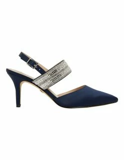 Nina Treena Navy Satin Pump