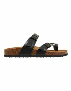 Ravella Deva Black Smooth Sandals