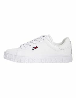 Tommy Hilfiger Embossed White Leather Sole Trainers
