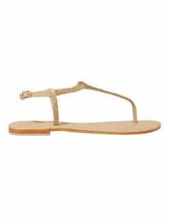 Seed Heritage Kaia Beaded Gold Flat Sandal