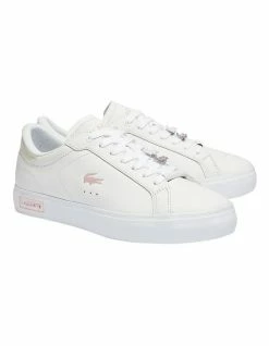 Lacoste Powercourt White/Light Pink Leather Trainers -Deals Shoes Store 861299470 2 720x928