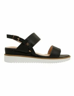 Ravella Dayton Black Smooth Sandals