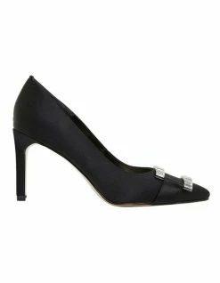 Alan Pinkus Ruby Black Satin Heeled Shoes