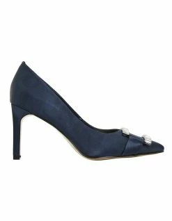 Alan Pinkus Ruby Navy Satin Heeled Shoes