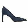 Alan Pinkus Madison Navy Fabric Heeled Shoes
