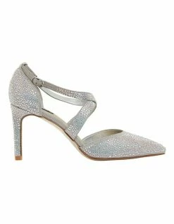 Alan Pinkus Madison Silver Fabric Heeled Shoes