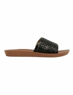 Sandler Grid Black Smooth Sandals