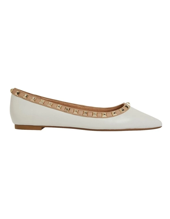 Pink Inc Iggy White Kid/Nude Flat Shoes 1 Pink Inc Iggy White Kid/Nude Flat Shoes