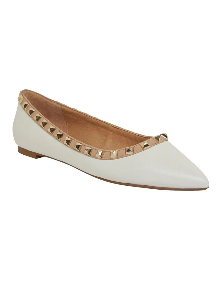 Pink Inc Iggy White Kid/Nude Flat Shoes 2 Pink Inc Iggy White Kid/Nude Flat Shoes - Image 2