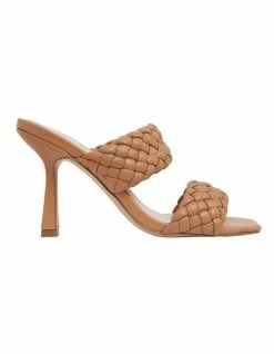 Pink Inc Jacinta Dark Camel Weave Glove Sandals
