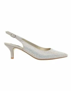 Alan Pinkus Teagan Silver Fabric Heeled Shoes