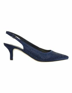 Alan Pinkus Teagan Navy Fabric Heeled Shoes