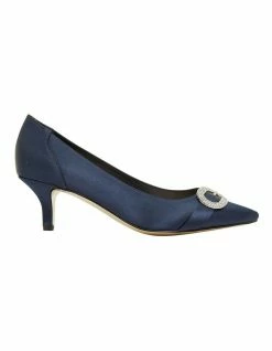Alan Pinkus Tina Bright Navy Satin Heeled Shoes