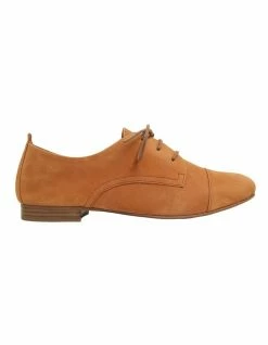 Sandler Utah Tan Nubuck Flat Shoes