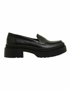 Ravella Sawyer Black Smooth Flat Shoes