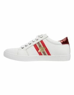 Jane Debster Belem White/Red Nappa Sneakers -Deals Shoes Store 870134950 3 720x928