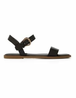 Forever New Connie Black Flat Sandal -Deals Shoes Store 871076170 871129180 4 720x928