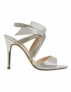 NINA Claudia Silver Glitter Satin Sandals