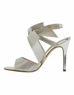 NINA Claudia Silver Glitter Satin Sandals -Deals Shoes Store 871763500 3 720x928