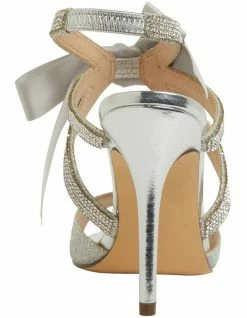 NINA Claudia Silver Glitter Satin Sandals -Deals Shoes Store 871763500 5 720x928