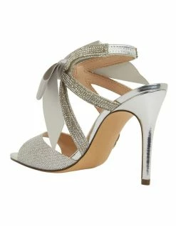 NINA Claudia Silver Glitter Satin Sandals -Deals Shoes Store 871763500 7 720x928