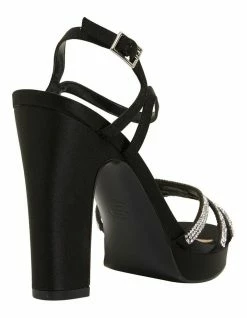 NINA Saralyn Black Satin Sandals 10 NINA Saralyn Black Satin Sandals -Deals Shoes Store 871764310 4 720x928