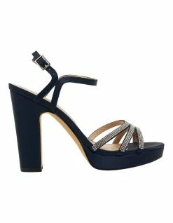 NINA Saralyn Navy Satin Sandals