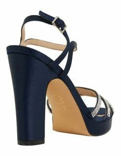 NINA Saralyn Navy Satin Sandals -Deals Shoes Store 871764580 4 720x928